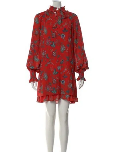 Pre-owned Derek Lam Floral Print Mini Dress In Orange