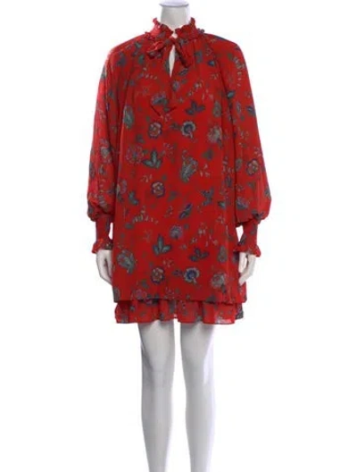 Pre-owned Derek Lam Floral Print Mini Dress In Orange