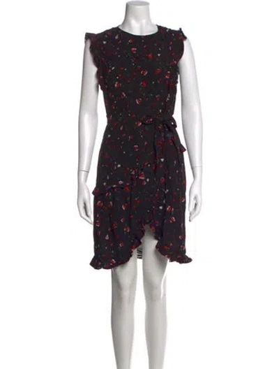Pre-owned Derek Lam Floral Print Mini Dress W/ Tags In Black
