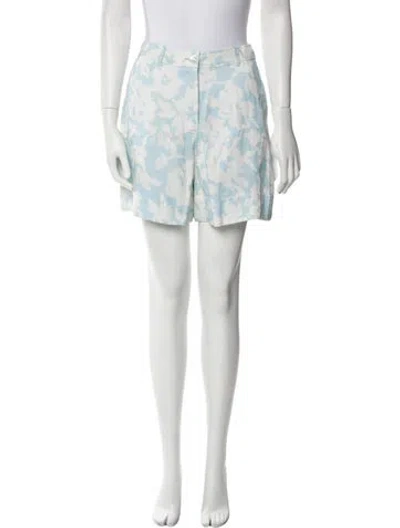 Pre-owned Derek Lam Floral Print Mini Shorts In Blue