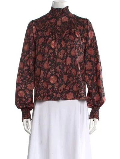 Pre-owned Derek Lam Floral Print Mock Neck Blouse In Multi