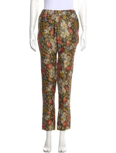 Pre-owned Derek Lam Floral Print Straight Leg Pants In Black