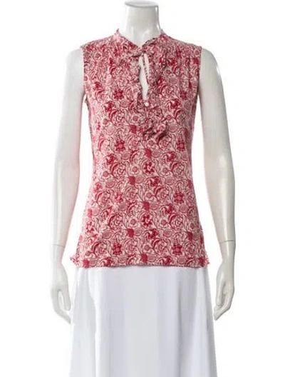 Pre-owned Derek Lam Floral Print Tie Neck Blouse In Pink