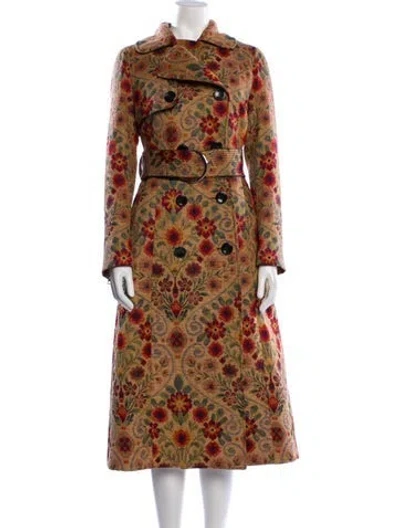 Pre-owned Derek Lam Floral Print Trench Coat In Brown