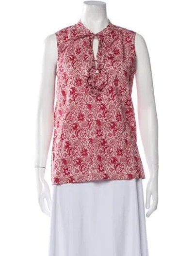 Pre-owned Derek Lam Floral Print V-neck Blouse In Red