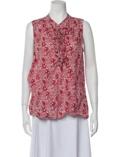 Pre-owned Derek Lam Floral Print V-neck Blouse In Red