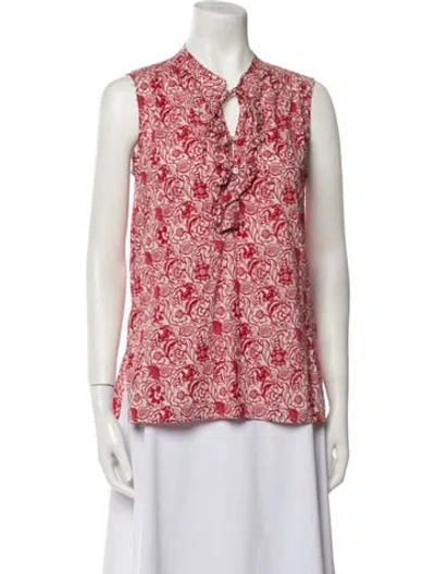 Pre-owned Derek Lam Floral Print V-neck Blouse In Red
