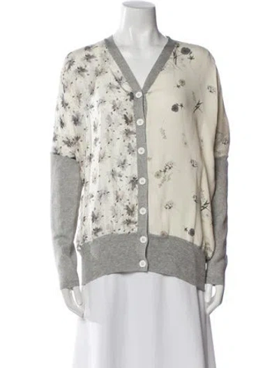 Pre-owned Derek Lam Floral Print V-neck Sweater In Gray