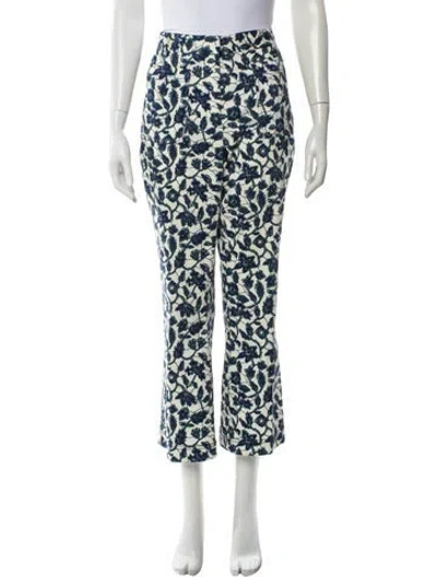Pre-owned Derek Lam Floral Print Wide Leg Pants In Blue