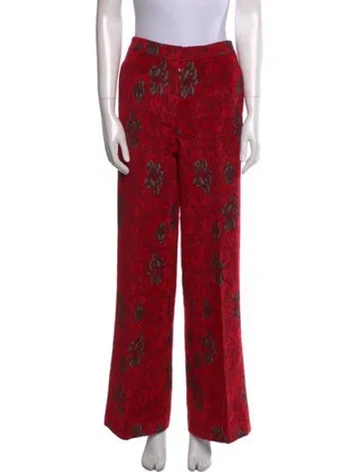 Pre-owned Derek Lam Floral Print Wide Leg Pants In Red