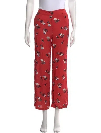 Pre-owned Derek Lam Floral Print Wide Leg Pants In Red