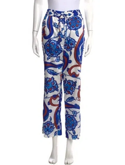 Pre-owned Derek Lam Floral Print Wide Leg Pants In White
