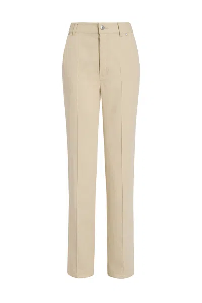Derek Lam Gloria Washed Cotton Twill Slim Straight Jean In Neutral