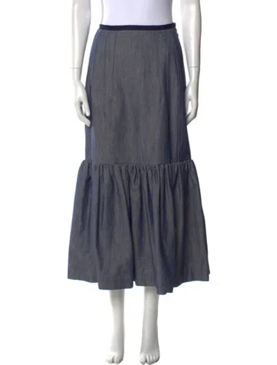 Pre-owned Derek Lam Grosgrain Trim Midi Length Skirt W/ Tags In Blue