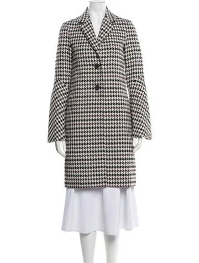 Pre-owned Derek Lam Houndstooth Print Coat In White