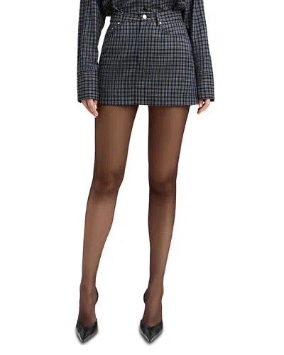 Derek Lam Jacob Mini Plaid Rayon Mini Skirt In Blue