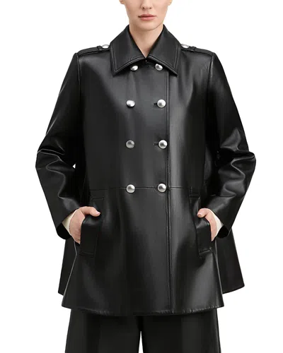 Derek Lam Juniper Leather Swing Coat In Black