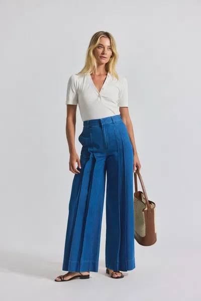 Derek Lam Katrina Chambray Wide Leg Pleated Trouser