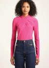 Derek Lam Krini Wrap Long Sleeve Jersey Top In Pink