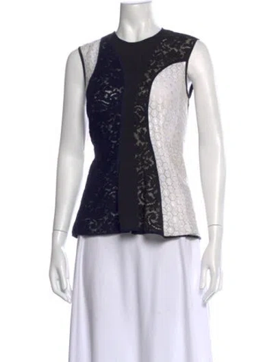 Pre-owned Derek Lam Lace Pattern Crew Neck Top In Multi