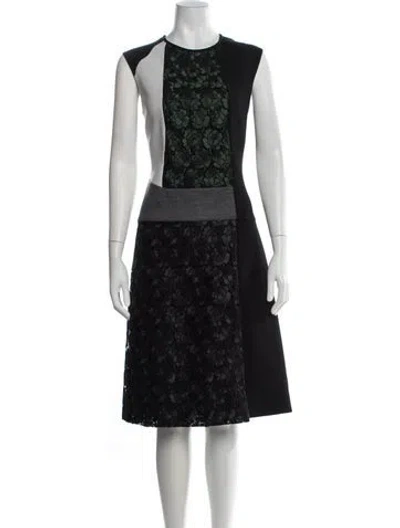 Pre-owned Derek Lam Lace Pattern Midi Length Dress In Black