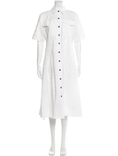 Pre-owned Derek Lam Lace Pattern Midi Length Dress In White