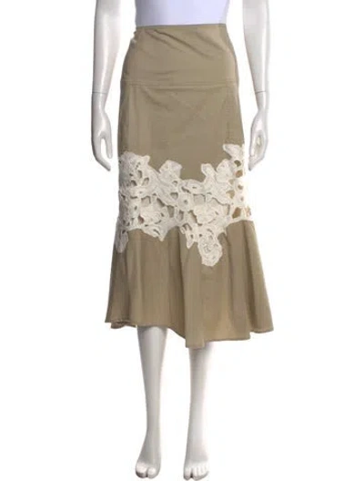Pre-owned Derek Lam Lace Pattern Midi Length Skirt In White