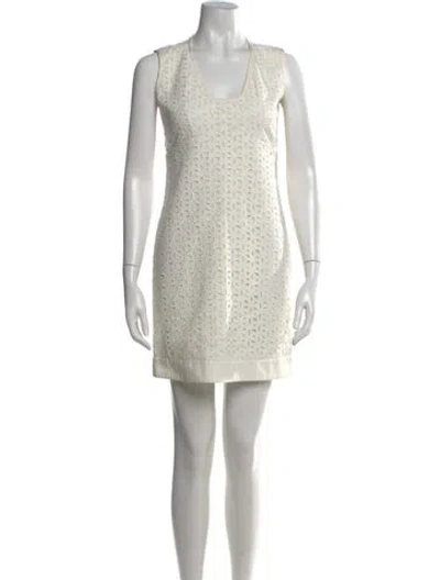 Pre-owned Derek Lam Lace Pattern Mini Dress In White