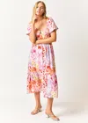 Derek Lam Laine Floral Printed Stretch Linen Puff Sleeve Maxi Dress