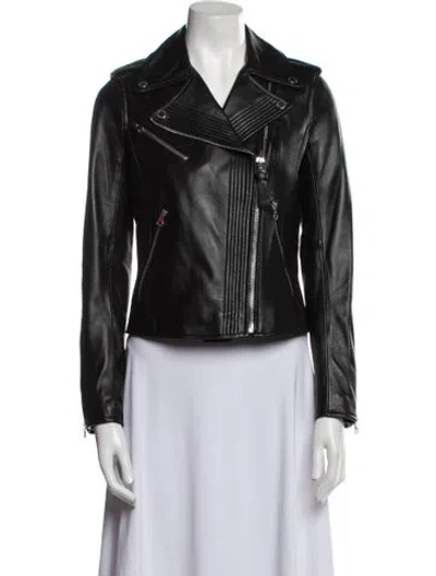 Pre-owned Derek Lam Lamb Leather Biker Jacket In Black