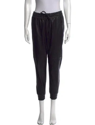 Pre-owned Derek Lam Lamb Leather Straight Leg Pants In Black