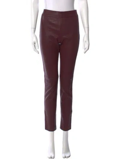 Pre-owned Derek Lam Lamb Leather Straight Leg Pants In Burgundy