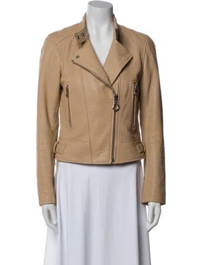 Pre-owned Derek Lam Lambskin Biker Jacket In Neutral