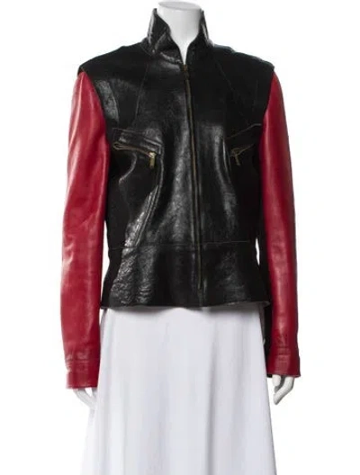 Pre-owned Derek Lam Lambskin Biker Jacket In Red