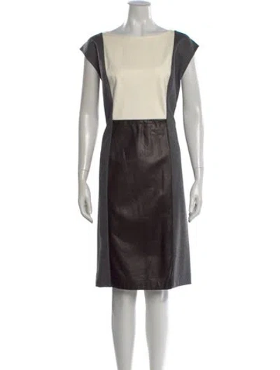 Pre-owned Derek Lam Lambskin Knee-length Dress In Gray