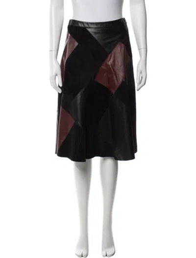 Pre-owned Derek Lam Lambskin Midi Length Skirt In Black