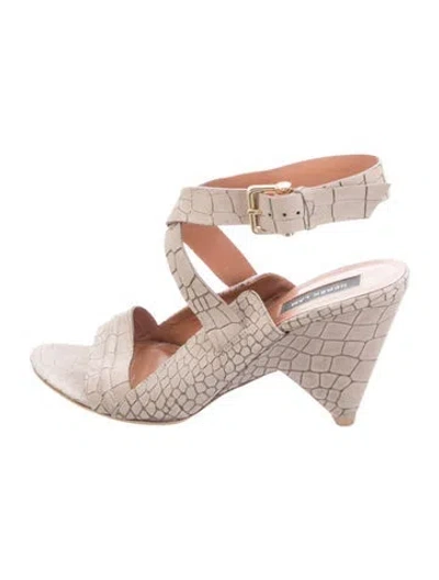 Pre-owned Derek Lam Leather Animal Print Sandals In Grey