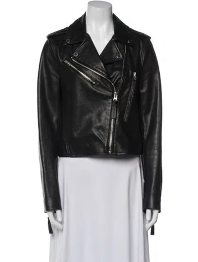 Pre-owned Derek Lam Leather Biker Jacket In Black