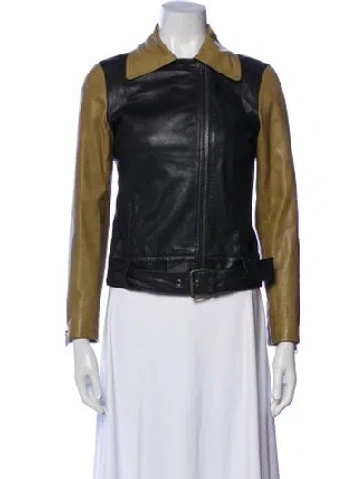 Pre-owned Derek Lam Leather Biker Jacket In White