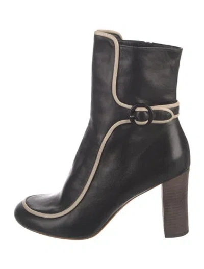Pre-owned Derek Lam Leather Colorblock Pattern Boots In Black