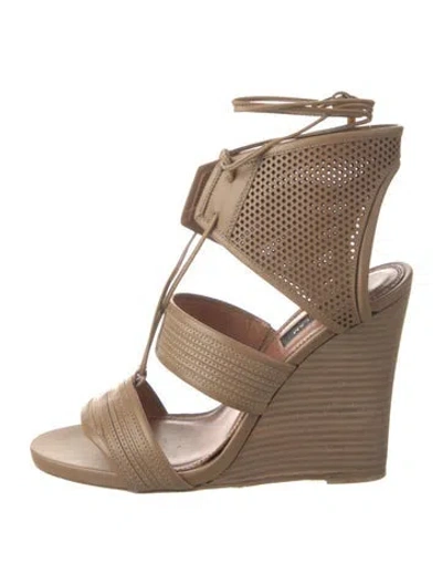 Pre-owned Derek Lam Leather Lasercut Accents Gladiator Sandals In Neutral