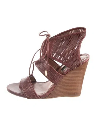 Pre-owned Derek Lam Leather Lasercut Accents Sandals In Burgundy