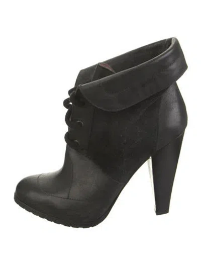 Pre-owned Derek Lam Leather Leather Trim Embellishment Lace-up Boots In Black