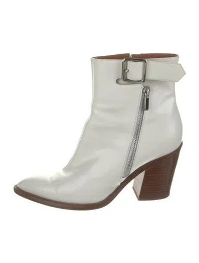 Pre-owned Derek Lam Leather Moto Boots In White