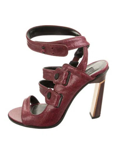 Pre-owned Derek Lam Leather Patterned Sandals In Burgundy