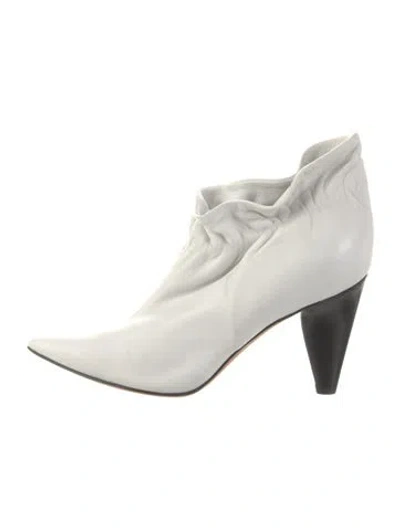 Pre-owned Derek Lam Leather Pleated Accents Boots In White
