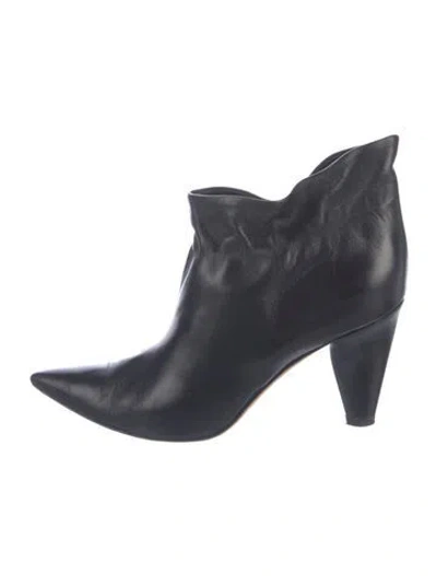 Pre-owned Derek Lam Leather Ruffle Embellishment Boots In Black