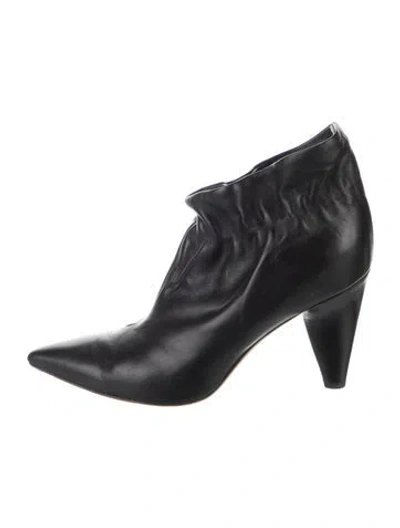 Pre-owned Derek Lam Leather Ruffle Embellishment Boots In Black