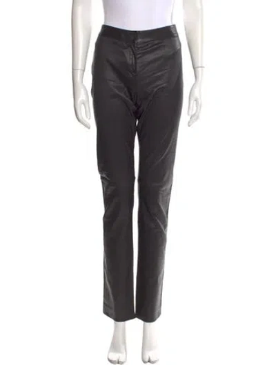 Pre-owned Derek Lam Leather Straight Leg Pants In Black