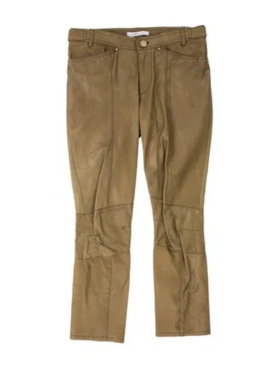 Pre-owned Derek Lam Leather Straight Leg Pants In Green